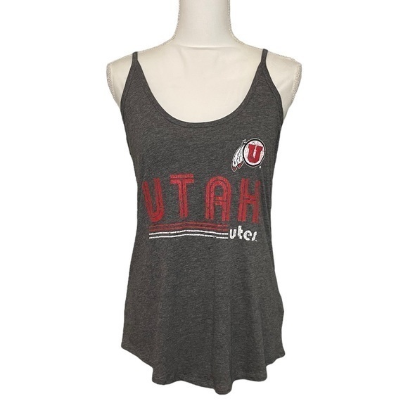 NWT Utah Utes University Heather Gray Red Cami Tee Tank Top Small gameday New - Picture 1 of 6